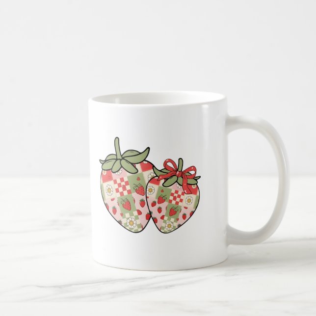 Mug Cœurs de fraise en patchwork Art mignon Coquette (Droite)