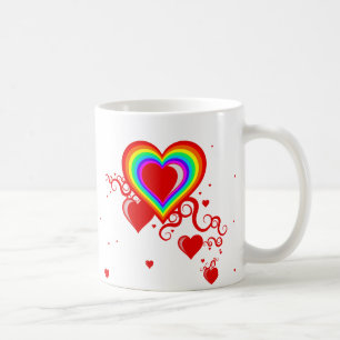 Mug coeurs de gribouillis. rainbowz.
