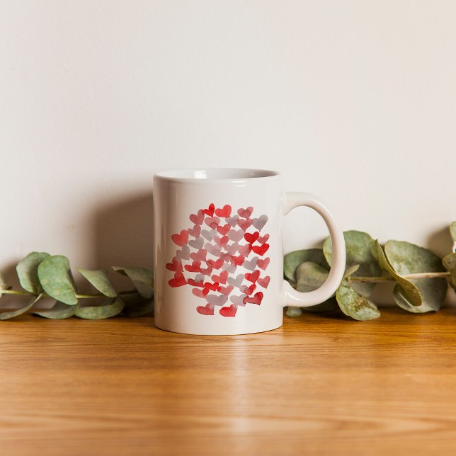 Mug Coeurs de la Saint Valentin - rouge et gris (Créateur téléchargé)