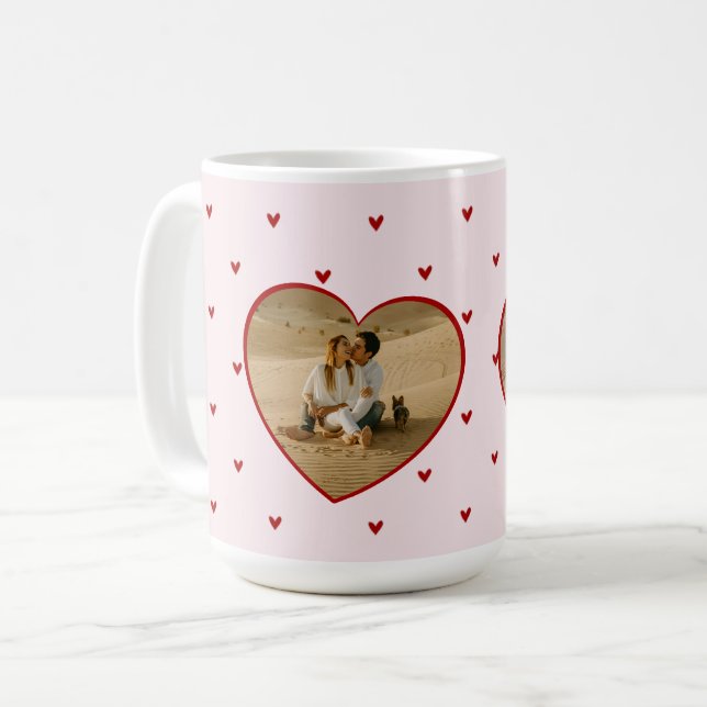 Mug Cœurs de la Saint-Valentin Rouge Rose Photo (Devant gauche)