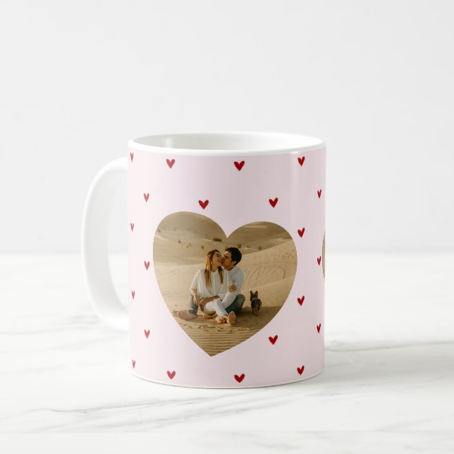 Mug Cœurs de la Saint-Valentin Rouge Rose Photo (Devant gauche)
