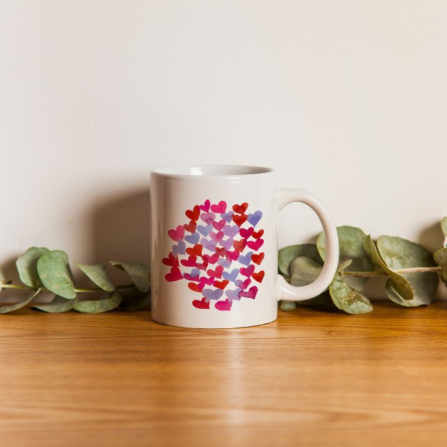 Mug Coeurs de la Saint Valentin - violet et viva magen (Créateur téléchargé)
