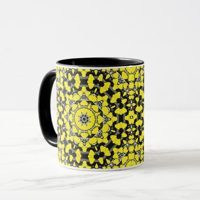 Mug Cœurs de mandala abstraits sans couture ornement r (Devant gauche)