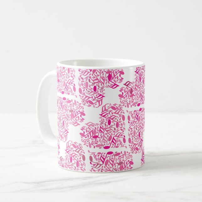 Mug Coeurs de notes musicales roses (Devant gauche)