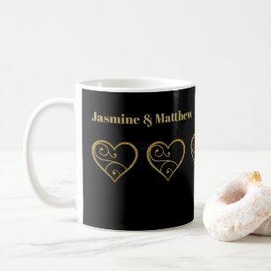 Mug Coeurs de Parties scintillant Gold personnalisés 