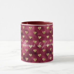 Mug Coeurs de Parties scintillant Red Gold