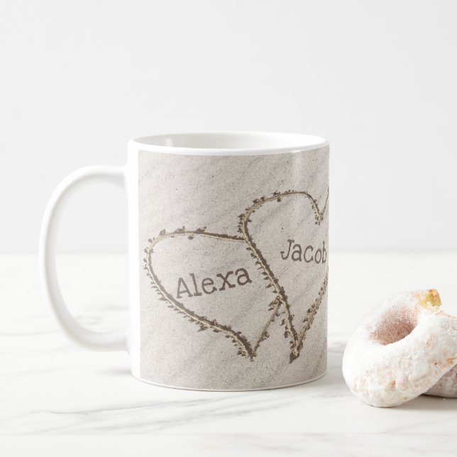 Mug Coeurs de plage en sable avec citation (Avec donut)