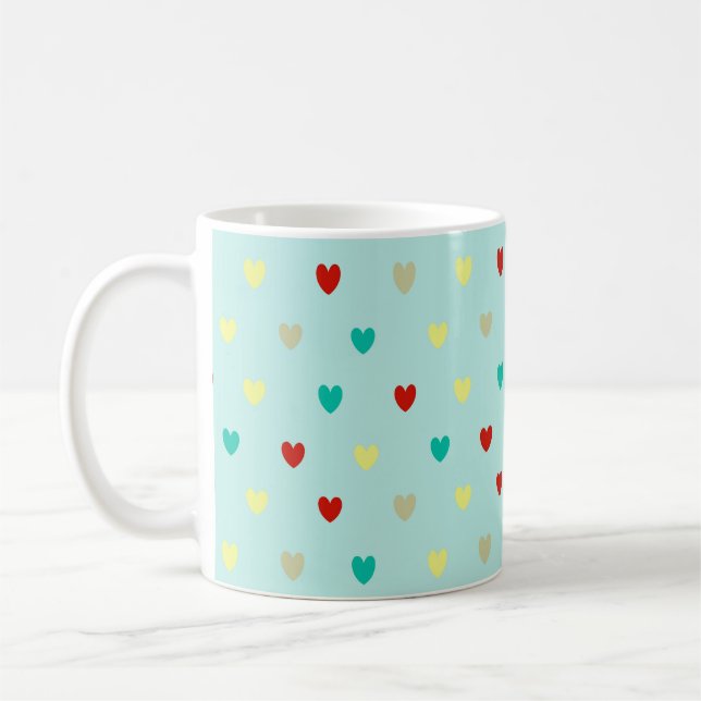 Mug Coeurs de polka minuscules sur le vert de la mer (Gauche)