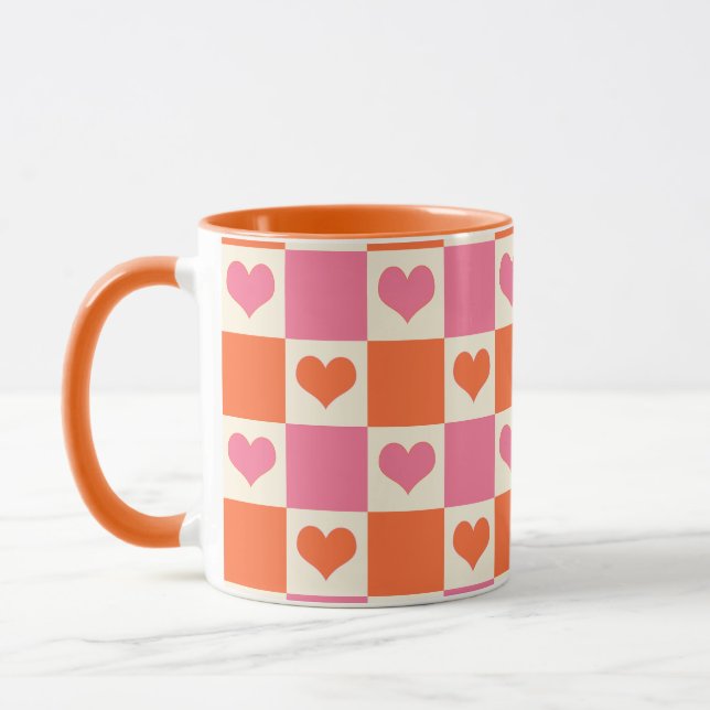 Mug Coeurs de tableau de bord en rose, orange et crème (Gauche)