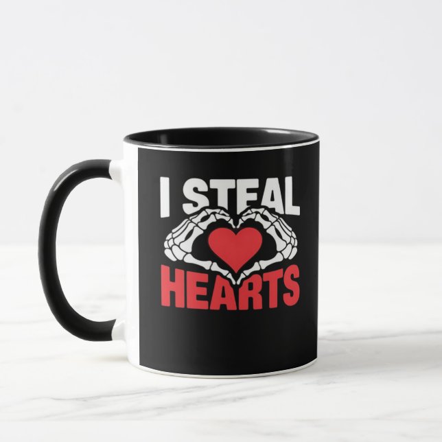 Mug Coeurs de vol Valentines Jour Funny Skeleton Hand  (Gauche)