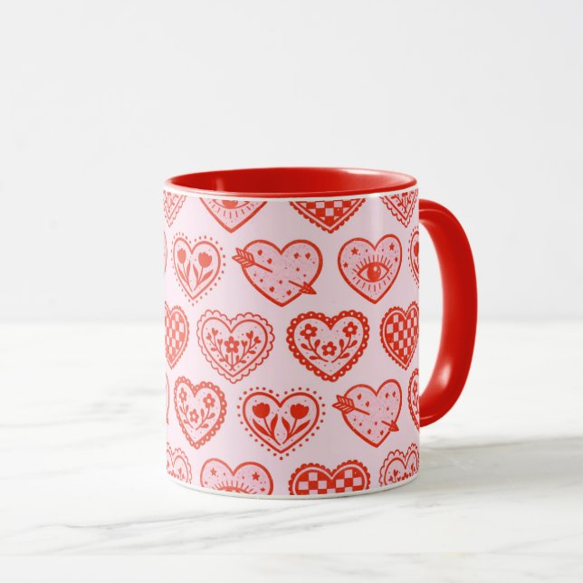 Mug Cœurs Décorés (Devant droit)