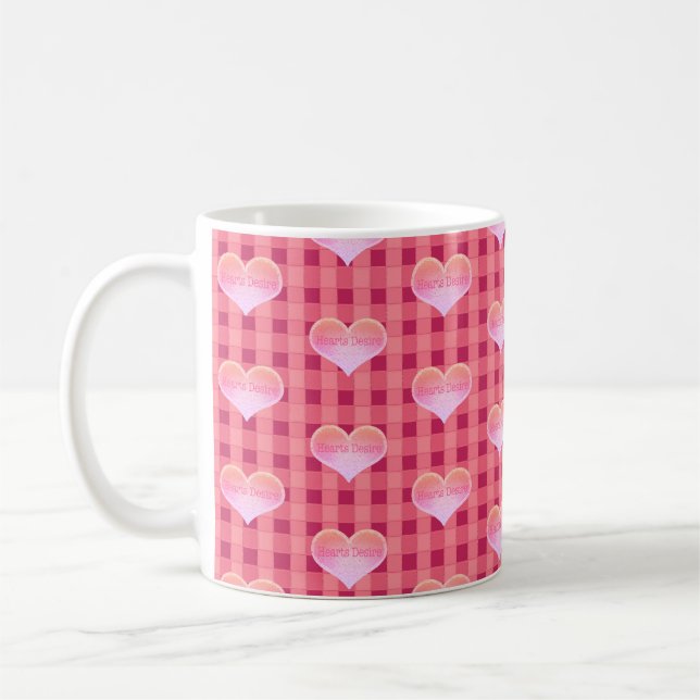 Mug Coeurs Désirs Coeurs & Motif de nappes vérifiées (Gauche)