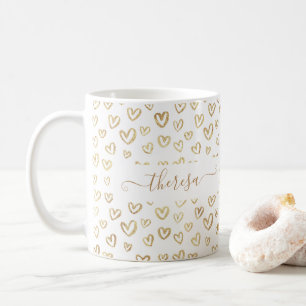 Mug Coeurs d'or de fille personnalisée nommé