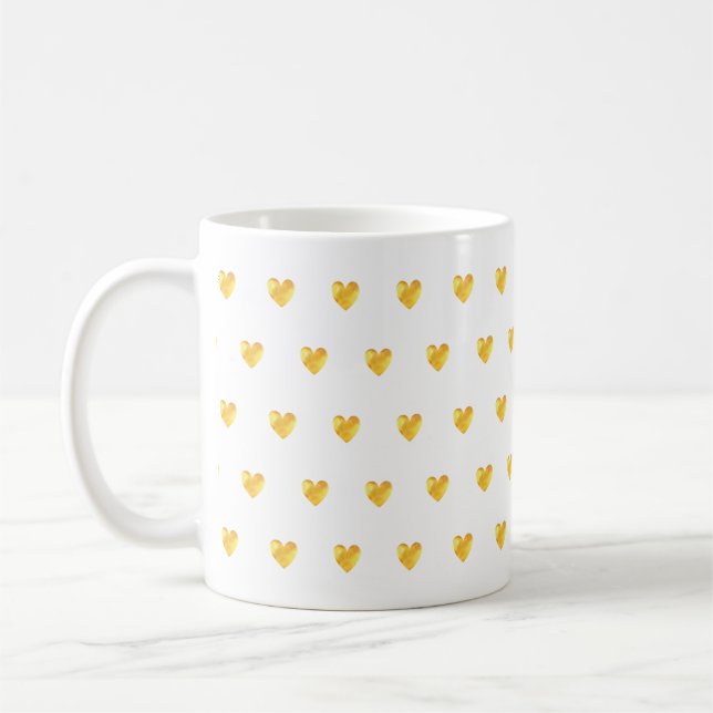 Mug Cœurs Dorés Mignons (Gauche)
