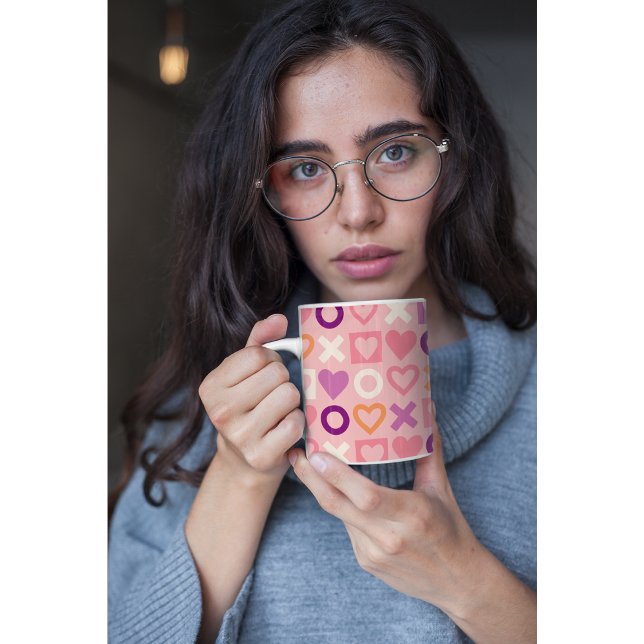 Mug Cœurs doux d'amour & Câlins XOXO Moderne Abstrait (Créateur téléchargé)