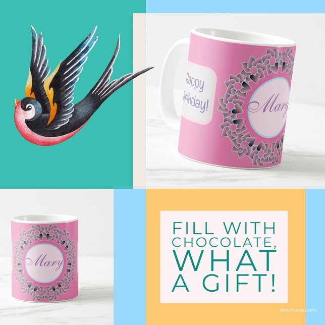 Mug Coeurs doux et design floral (Créateur téléchargé)