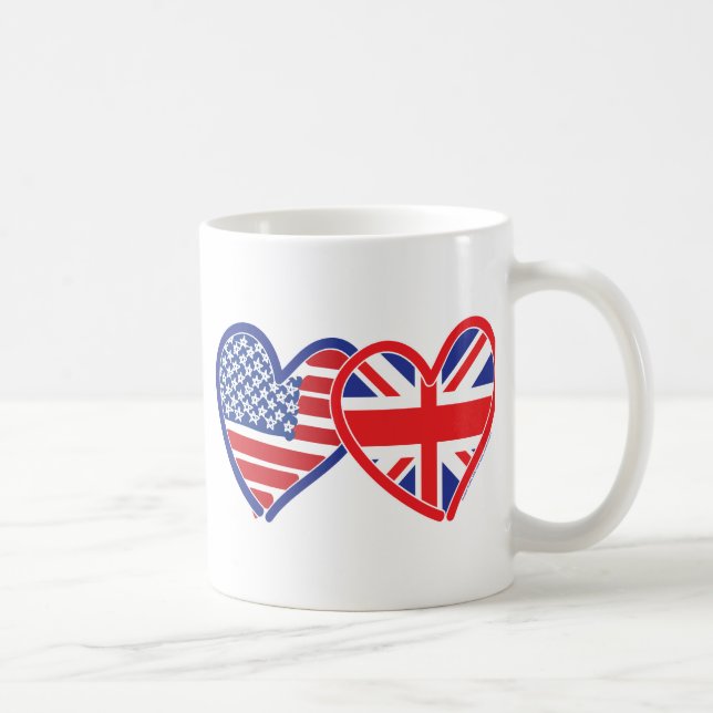Mug Coeurs du drapeau américain Union Jack (Droite)