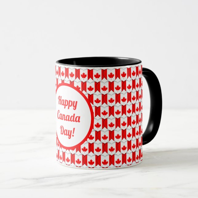 Mug Coeurs du drapeau canadien Feuille d'érable Motif  (Devant droit)
