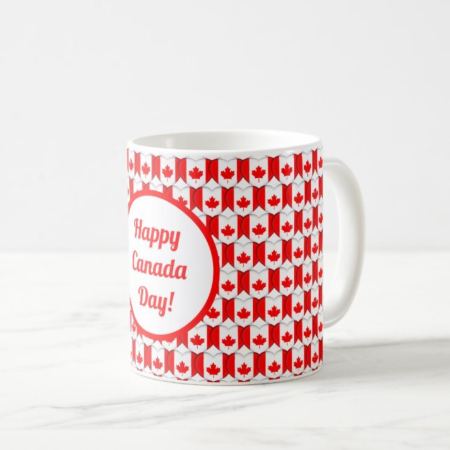Mug Coeurs du drapeau canadien Feuille d'érable Motif  (Devant droit)
