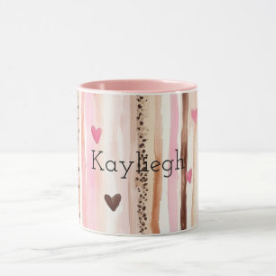 Mug Coeurs Empreintes de léopard roses Brown rayures N