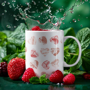 Mug Cœurs Empreintes Digitales Rouges Motif Saint-Vale
