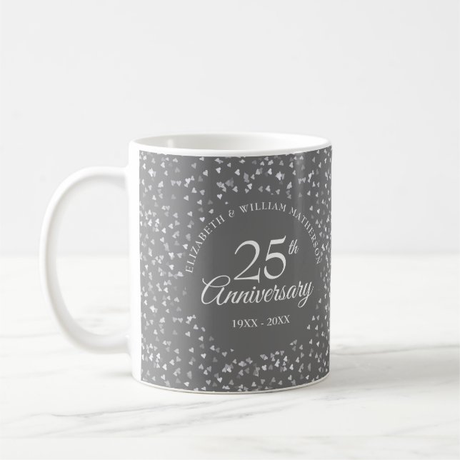 Mug Cœurs en Argent pour les 25 Ans de Mariage (Gauche)