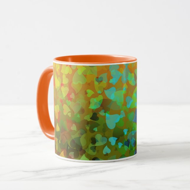 Mug Cœurs en chute Orange (Devant gauche)