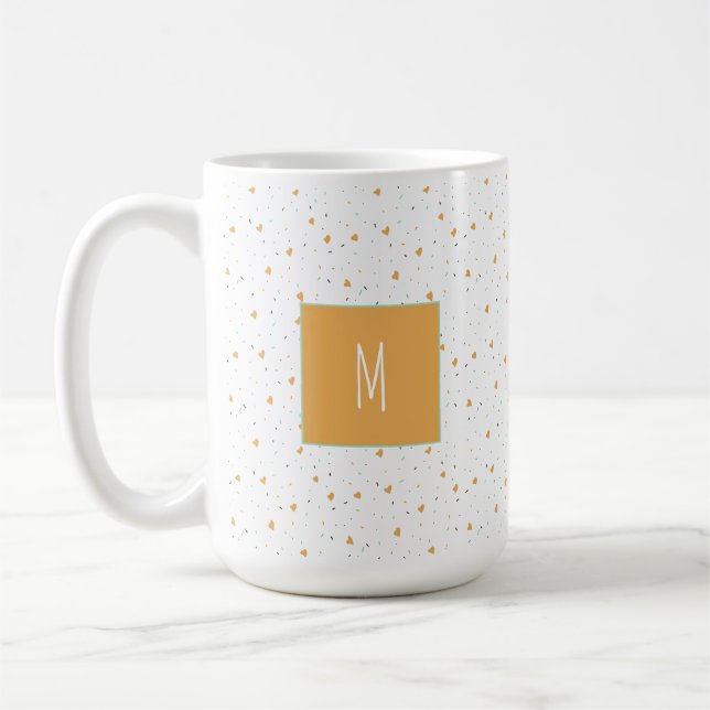 Mug Cœurs en paillettes de la Saint-Valentin Moutarde  (Gauche)