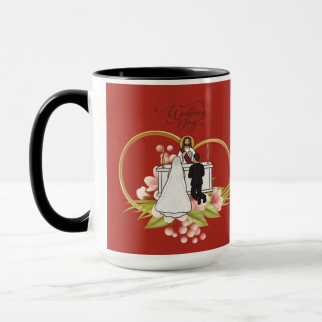 Mug Cœurs entrelacés brique rouge (Gauche)