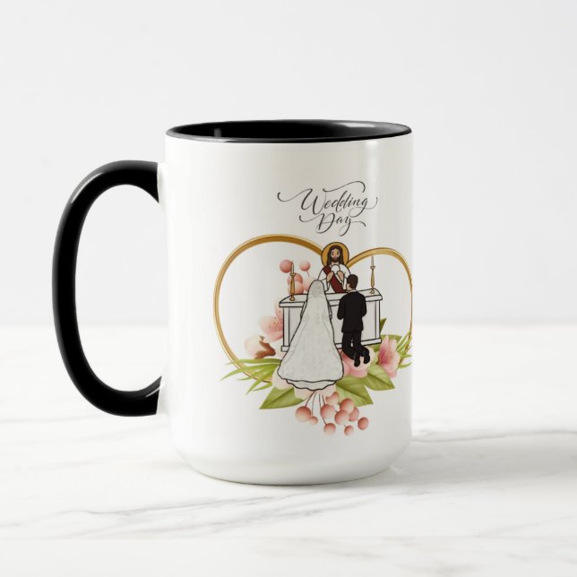 Mug Cœurs entrelacés noir & blanc (Gauche)
