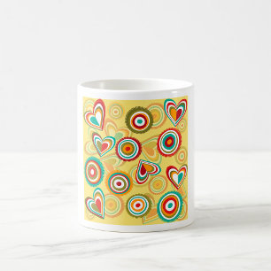 Mug Coeurs et cercles Boho rétro les années 70 Motif S