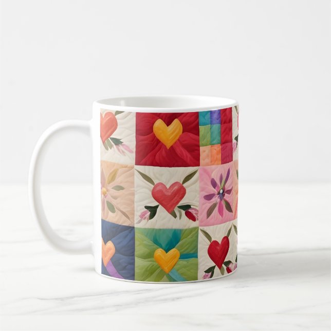 Mug Coeurs et courtepointe de fleurs (Gauche)