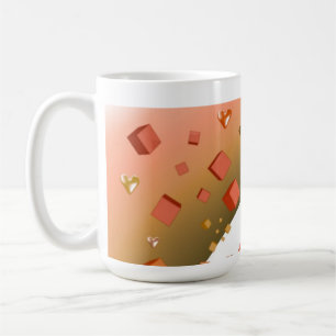 Mug Coeurs et cubes flottants orange