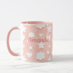 Mug Coeurs, étoiles et tourbillons de la brise rose