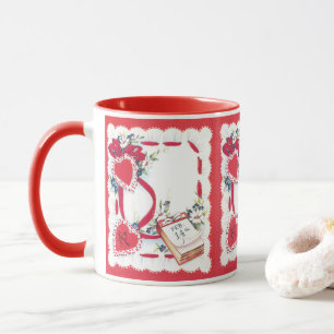 Mug Coeurs, fleurs et ruban de la Saint-Valentin vinta