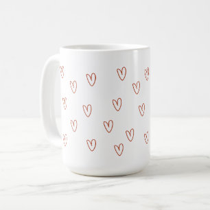 Mug Cœurs gribouillés rouges minimalistes imprimés par