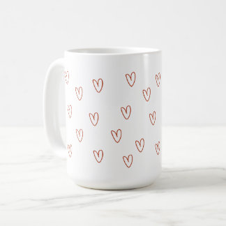 Mug Cœurs gribouillés rouges minimalistes imprimés par