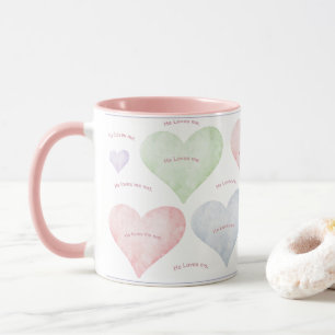 Mug Coeurs Il M'Aime Il M'Aime Pas La Typographie