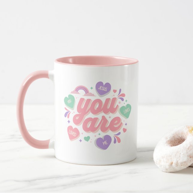 Mug Cœurs Jésus vous aime Art chrétien  (Avec donut)