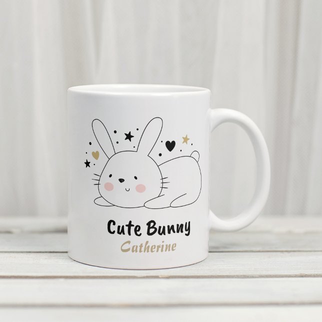 Mug Coeurs lapins mignons Nom personnalisé (Créateur téléchargé)