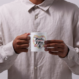 Mug Coeurs mignons dentelle jaune et rose Merci, Je le