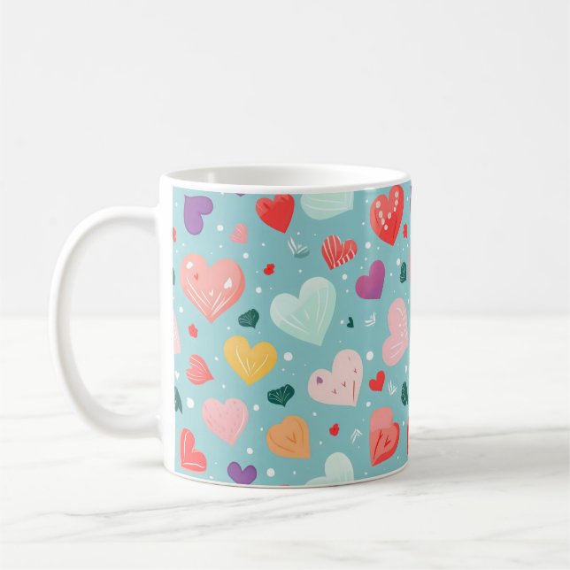 Mug Coeurs mignons Motif coloré (Gauche)