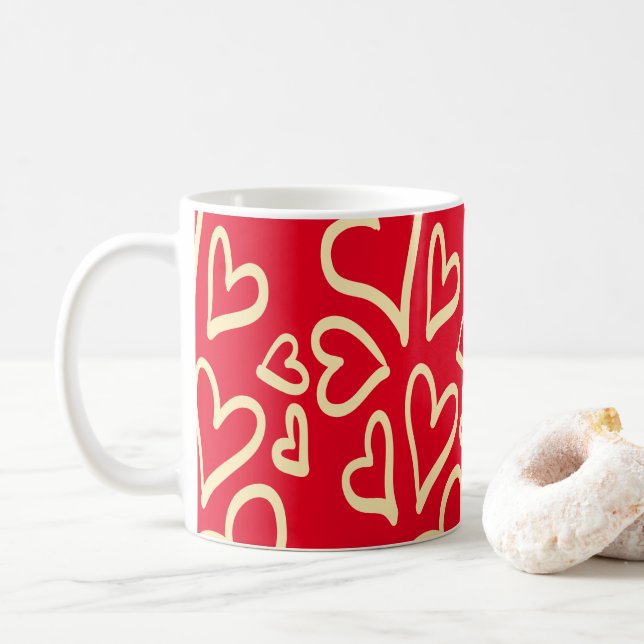Mug Coeurs mignons Saint Valentin Rouge (Avec donut)