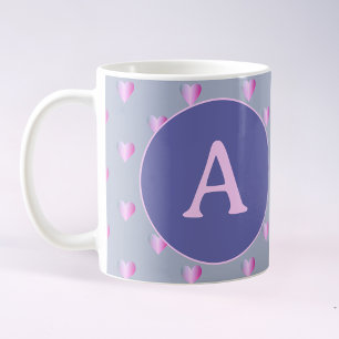 Mug Coeurs Monogrammes personnalisés Lilac