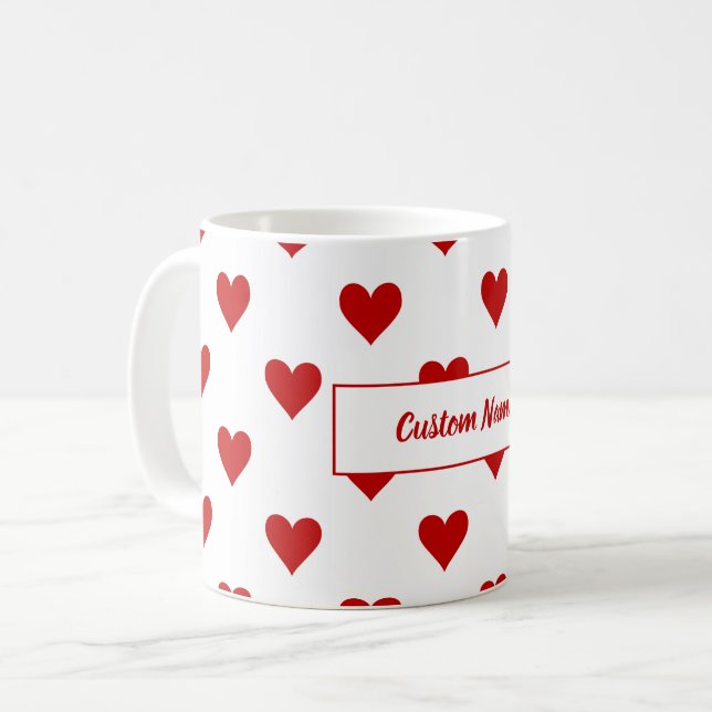 Mug Coeurs Motif et nom personnalisable (Devant gauche)