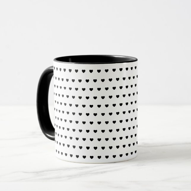 Mug Coeurs noirs élégant Motif sur blanc (Devant gauche)