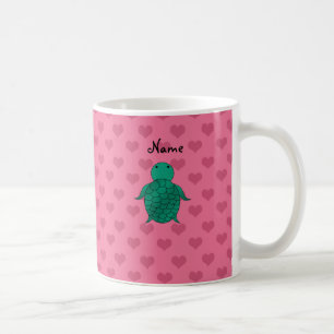 Mug Coeurs nommés personnalisés de rose de tortue de