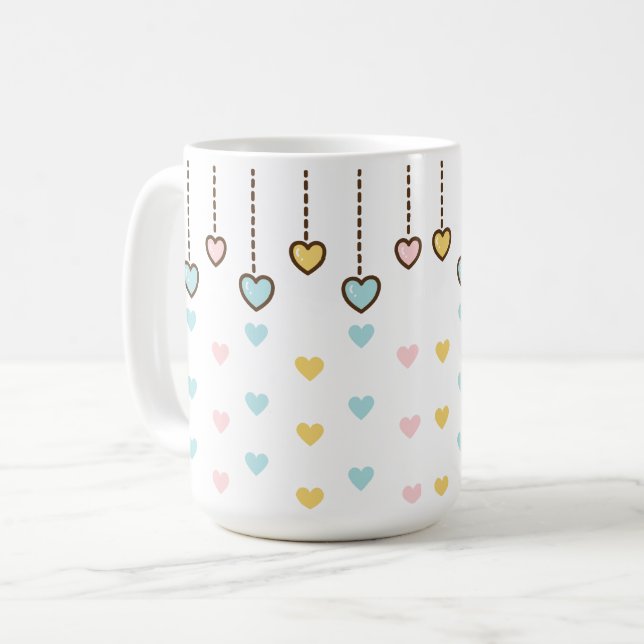 Mug Coeurs pastel. (Devant gauche)