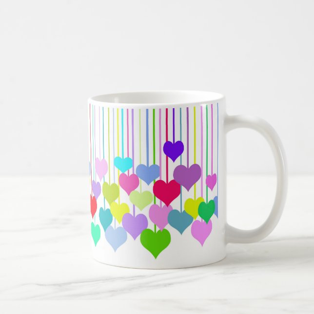 Mug Coeurs pendants sur blanc (Droite)
