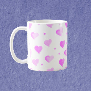 Mug Coeurs Polka Point Aquarelle Motif rose